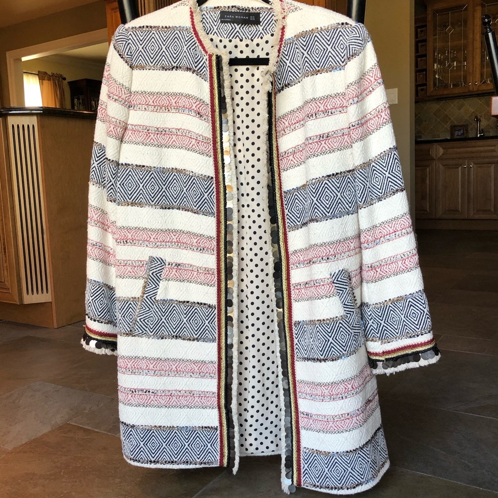 Zara Mixed Media Tweed Jacket